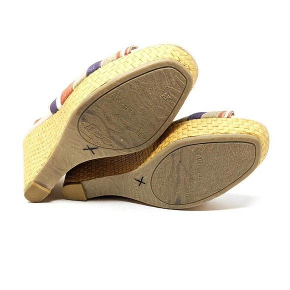 Anne Klein Womens 9.5 Fortuna Stripe Fabric Slingback Rattan Wedge Sandals Boho - Picture 10 of 10
